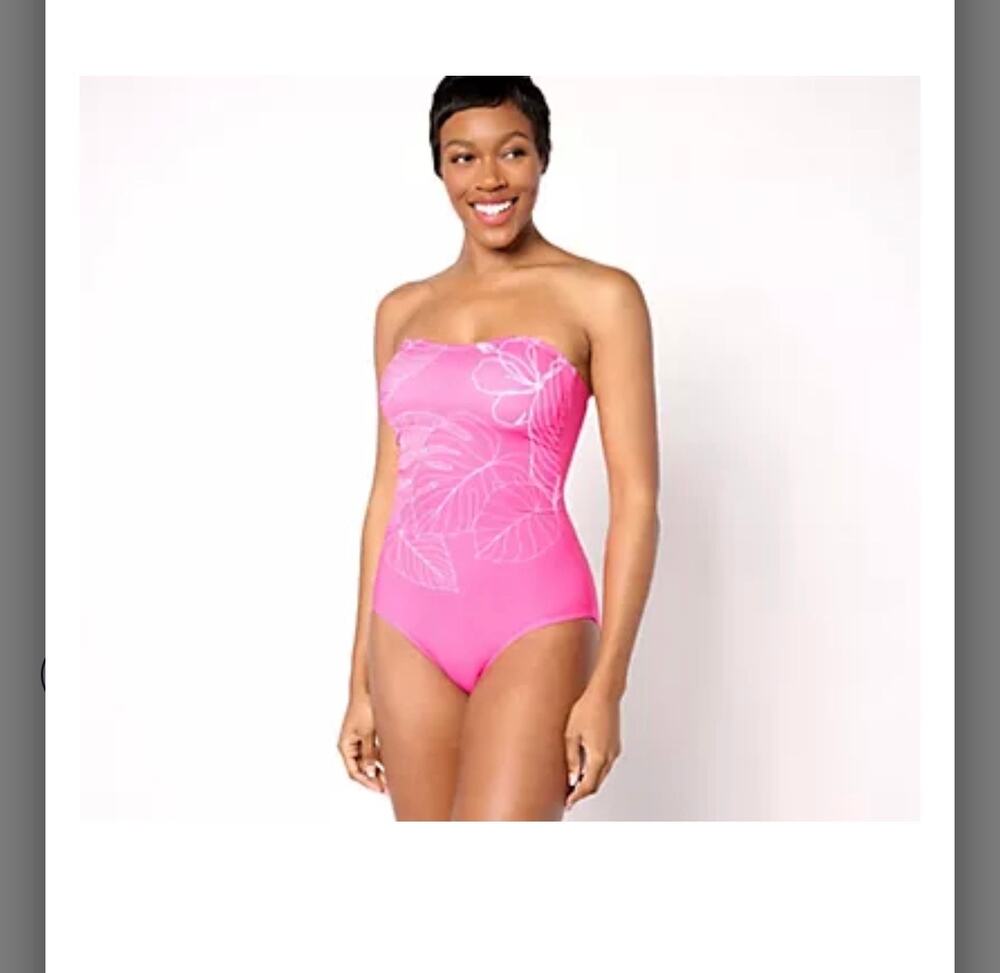 Susan Graver Soleil Swimsuit with Removable Strap Sz 16 pink
